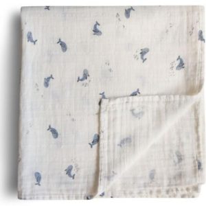 achetez Maxi lange en coton bio Baleine (120 x 120 cm) Mushie au meilleur prix en promo