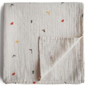 achetez Maxi lange en coton bio Dinosaure (120 x 120 cm) Mushie au meilleur prix en promo