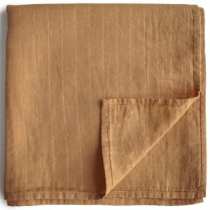 achetez Maxi lange en coton bio Fall yellow (120 x 120 cm) Mushie au meilleur prix en promo