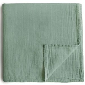achetez Maxi lange en coton bio Roman green (120 x 120 cm) Mushie au meilleur prix en promo