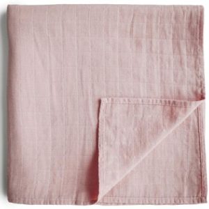 achetez Maxi lange en coton bio Rose vanilla (120 x 120 cm) Mushie au meilleur prix en promo