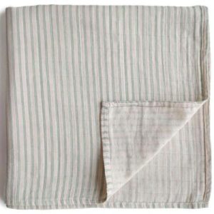 achetez Maxi lange en coton bio Sage stripes (120 x 120 cm) Mushie au meilleur prix en promo