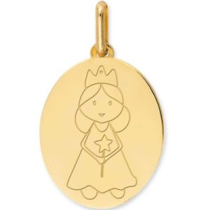 achetez Médaille ovale Fée personnalisable (or jaune 750°) Lucas Lucor au meilleur prix en promo