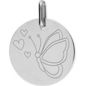achetez Médaille papillon cœur personnalisable (or blanc 750°) Lucas Lucor au meilleur prix en promo