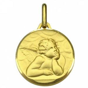 achetez Médaille ronde Ange de Raphaël 14 mm (or jaune 750°) Premiers Bijoux au meilleur prix en promo