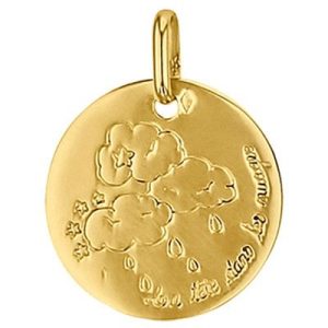 achetez Médaille ronde La tête dans les nuages 16 mm (or jaune 750°) Premiers Bijoux au meilleur prix en promo