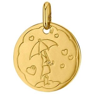 achetez Médaille ronde Pluie de coeur 16 mm (or jaune 750°) Premiers Bijoux au meilleur prix en promo