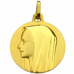 achetez Médaille ronde Vierge profil polie et brillante 18 mm (or jaune 750°) Premiers Bijoux au meilleur prix en promo
