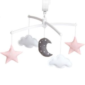 achetez Mobile musical Lune rose et gris (mélodie au choix) Pouce et Lina au meilleur prix en promo