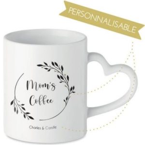 achetez Mug couronne ronde - poignée coeur (personnalisable) Mes Mots Déco au meilleur prix en promo