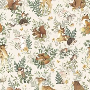 achetez Papier peint intissé Amis de la forêt beige (10 m) Lilipinso au meilleur prix en promo