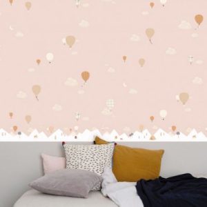 achetez Papier peint intissé Montgolfière rose (10 m) Mimi'lou au meilleur prix en promo