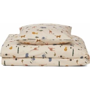 achetez Parure de lit en coton bio Ingeborg Safari sandy mix (100 x 140 cm) Liewood au meilleur prix en promo