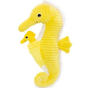 achetez Peluche Les Ptipotos Papadou et bébé hippocampe jaune (34 cm) Les Déglingos au meilleur prix en promo