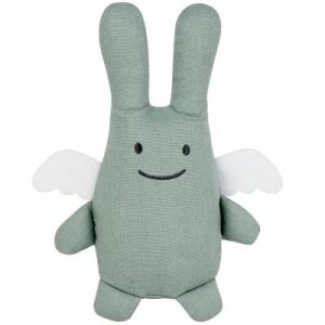 achetez Peluche en lin ange lapin vert céladon + pochette en coton (20 cm) Trousselier au meilleur prix en promo
