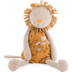 achetez Peluche géante lion avec mini doudou Sous mon baobab (80 cm) Moulin Roty au meilleur prix en promo