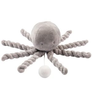 achetez Peluche musicale pieuvre Lapidou gris (28 cm) Nattou au meilleur prix en promo