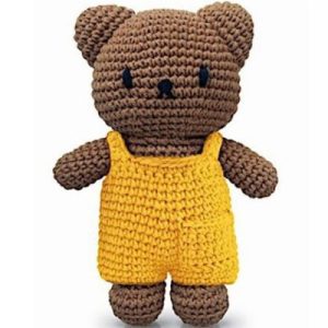 achetez Peluche tricotée Boris salopette jaune (25 cm) Just Dutch au meilleur prix en promo