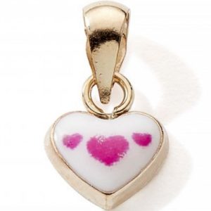 achetez Pendentif Coeur blanc et rose (or jaune 375°) Baby bijoux au meilleur prix en promo