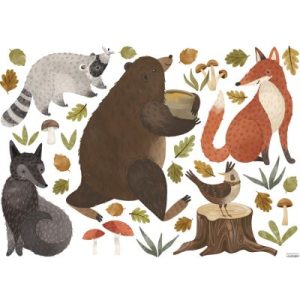 achetez Planche de stickers L Woodland Bear & Friends (64 x 90 cm) Lilipinso au meilleur prix en promo