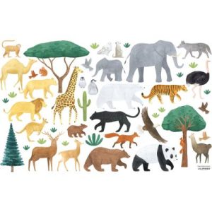 achetez Planche de stickers M Animaux du monde (64 x 90 cm) Lilipinso au meilleur prix en promo
