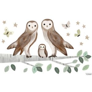 achetez Planche de stickers M Famille Chouette (64 x 90 cm) Lilipinso au meilleur prix en promo