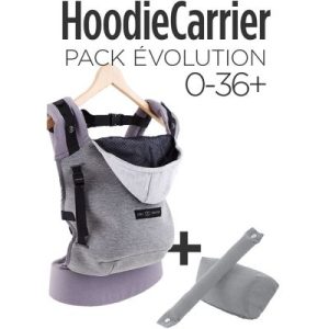 achetez Porte bébé HoodieCarrier flanelle + booster réhausseur et cale-tête Je Porte Mon Bébé / Love Radius au meilleur prix en promo