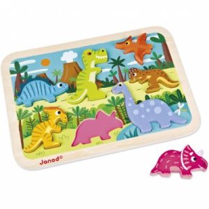 achetez Puzzle à encastrement Chunky Dinosaures (7 pièces) Janod au meilleur prix en promo