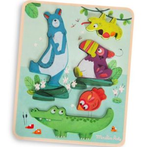 achetez Puzzle à encastrement Dans la Jungle (5 pièces) Moulin Roty au meilleur prix en promo