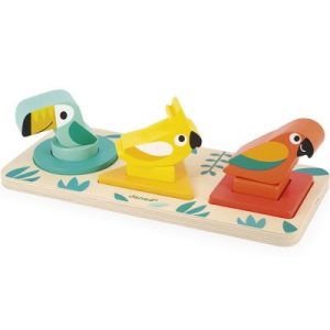 achetez Puzzle à encastrement Mes premières formes en bois Tropik (6 pièces) Janod au meilleur prix en promo