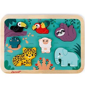achetez Puzzle à encastrer Chunky Jungle WWF (7 pièces) Janod au meilleur prix en promo