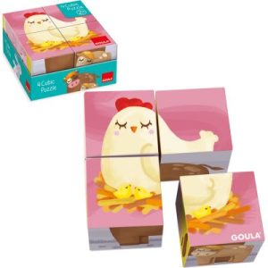 achetez Puzzle cube bébé animaux de la ferme (4 pièces) Goula au meilleur prix en promo