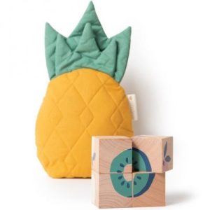achetez Puzzle cubes en bois Fruits (4 cubes) Nobodinoz au meilleur prix en promo