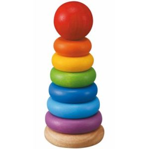 achetez Pyramide en bois anneaux à empiler Plan Toys au meilleur prix en promo