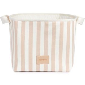 achetez Sac à jouets Odéon Taupe stripes (37 x 41 cm) Nobodinoz au meilleur prix en promo