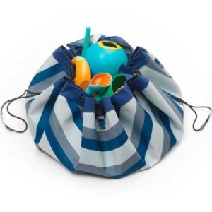 achetez Sac à jouets de plage et tapis de jeux 2en1 Outdoor blue green stripes Play&Go au meilleur prix en promo