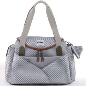 achetez Sac à langer Sydney II Play Print gris et corail Béaba au meilleur prix en promo