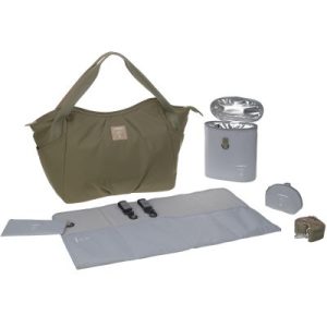 achetez Sac à langer bandoulière en polyester recyclé Green Label Twin olive Lässig au meilleur prix en promo