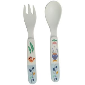 achetez Set de 2 couverts Gabin Lapin (Cuillère Fourchette) Ebulobo au meilleur prix en promo