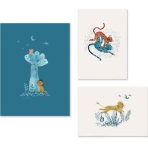 achetez Set de 3 affiches Sous mon baobab Moulin Roty au meilleur prix en promo