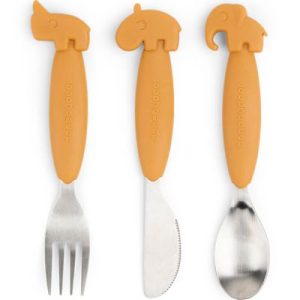 achetez Set de 3 couverts Easy-grip Deer friends Moutarde Done by Deer au meilleur prix en promo