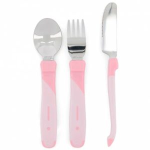 achetez Set de 3 couverts en acier inoxydable rose pastel Twistshake au meilleur prix en promo