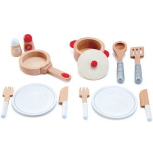 achetez Set de service dînette en bois blanc (13 pièces) Hape au meilleur prix en promo