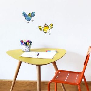 achetez Stickers muraux 2 oiseaux jaune et bleu Série-Golo au meilleur prix en promo