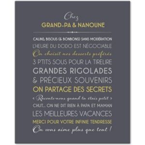 achetez Tableau Grands-parents gris ardoise personnalisable (33 x 41 cm) Mes Mots Déco au meilleur prix en promo