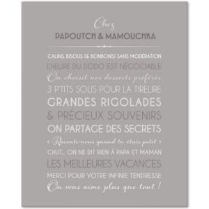 achetez Tableau Grands-parents gris galet personnalisable (33 x 41 cm) Mes Mots Déco au meilleur prix en promo
