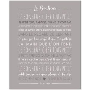 achetez Tableau Le BonheurMère Teresa gris galet (33 x 41 cm) Mes Mots Déco au meilleur prix en promo