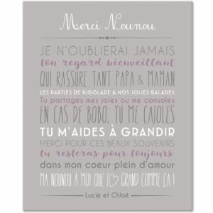 achetez Tableau Merci Nounou personnalisable gris clair (33 x 41 cm) Mes Mots Déco au meilleur prix en promo