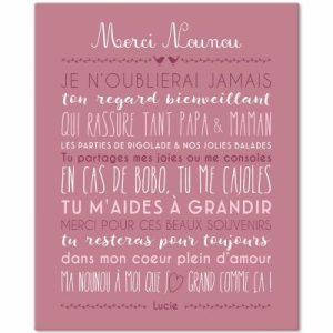 achetez Tableau Merci Nounou personnalisable rose blush (33 x 41 cm) Mes Mots Déco au meilleur prix en promo