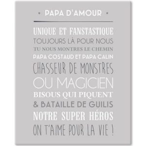 achetez Tableau Papa d'amour gris galet (33 x 41 cm) Mes Mots Déco au meilleur prix en promo